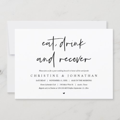 Eat drink and recover post wedding brunch invita invitation