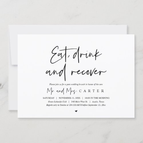 Eat drink and recover post wedding brunch invita invitation
