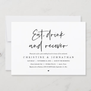Eat, drink and recover, post wedding brunch invitation