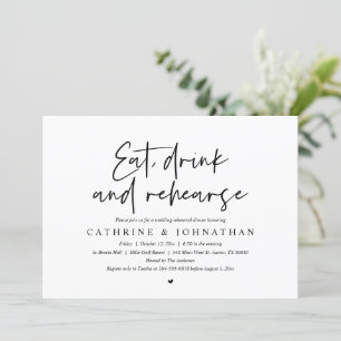 Eat, Drink and Rehearse, Wedding Rehearsal Dinner Invitation