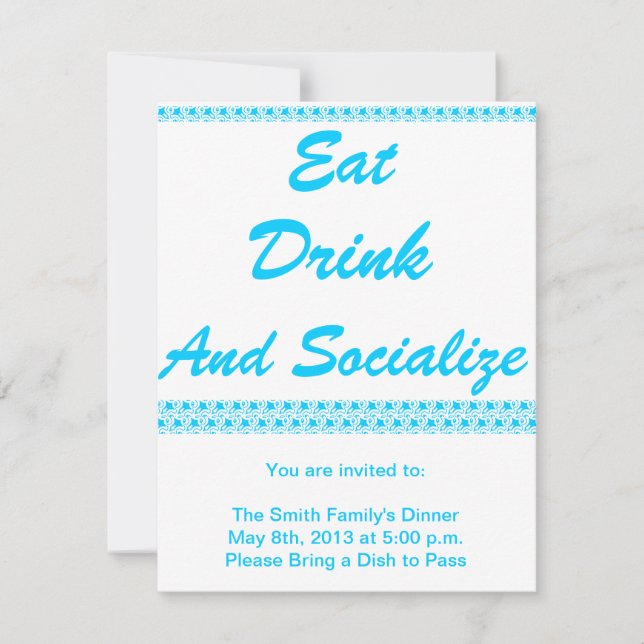 Eat, Drink and Socialize Invitation (Front)