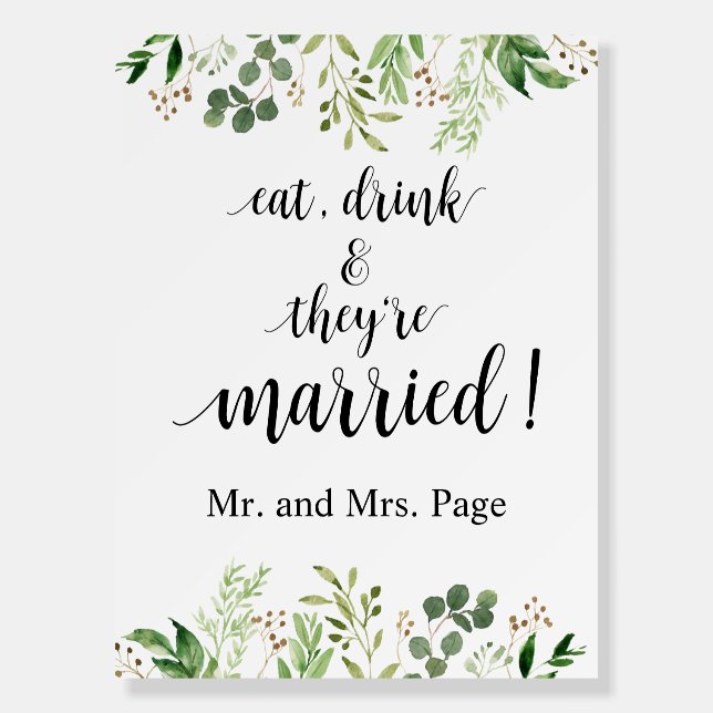 Eat, Drink and they're married, Wedding Brunch Foam Board (Front)