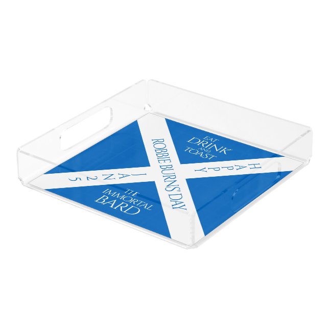 Eat Drink and Toast Robbie Burns Scottish Flag Acrylic Tray (Angled)