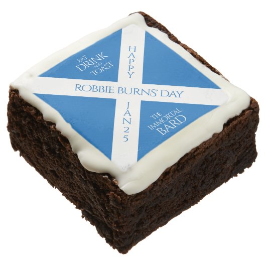 Eat Drink and Toast Robbie Burns Scottish Flag Brownie (Angled)