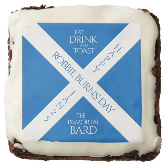 Eat Drink and Toast Robbie Burns Scottish Flag Brownie (Front)