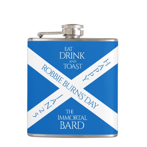 Eat Drink and Toast Robbie Burns Scottish Flag Flask