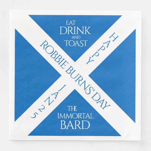 Eat Drink and Toast Robbie Burns Scottish Flag Paper Dinner Napkins