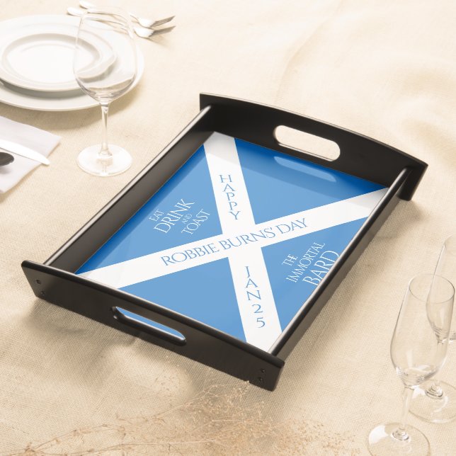 Eat Drink and Toast Robbie Burns Scottish Flag Serving Tray (Front)
