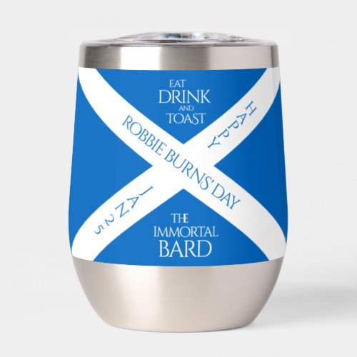 Eat Drink and Toast Robbie Burns Scottish Flag Thermal Wine Tumbler