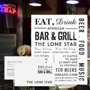 Eat, Drink Bar & Grill, Pub/Brewery Advertising Flyer