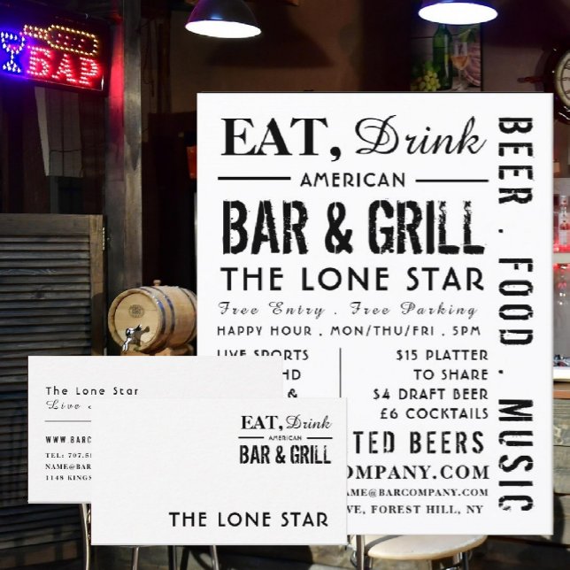 Eat, Drink Bar & Grill, Pub/Brewery Business Card (Creator Uploaded)