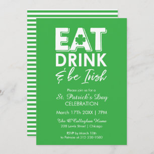 Eat, Drink & Be Irish Modern St. Patrick's Day Invitation