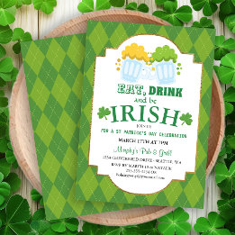 Eat, Drink, Be Irish St Patrick's Party Invitation