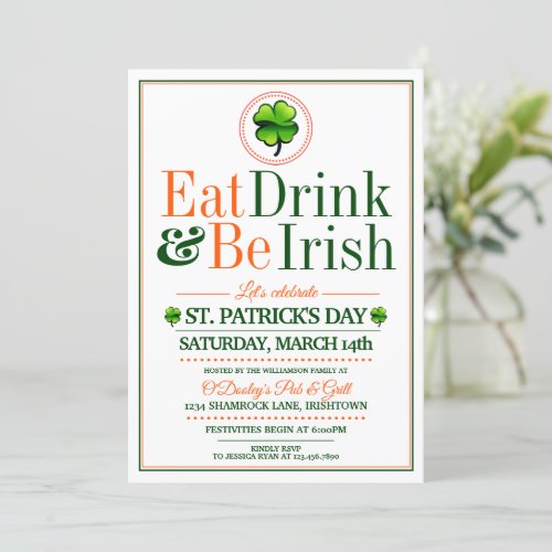 EatDrinkBe Irish StPats Party Invitations