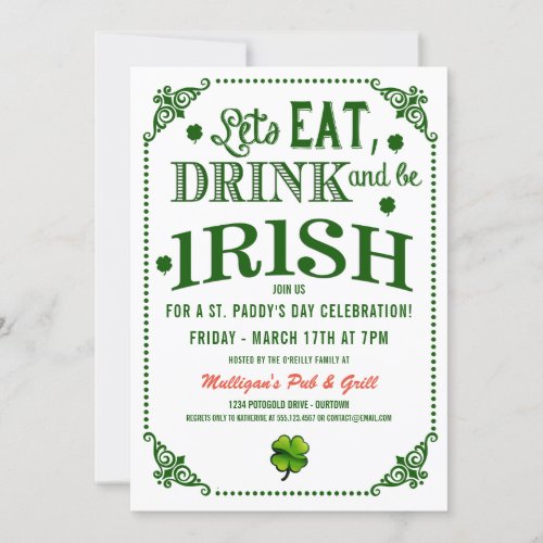 EatDrinkBe Irish StPats Party Invitations