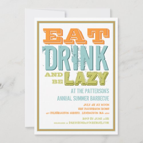 Eat, Drink &amp; be Lazy at a Summer BBQ Party Custom Announcement