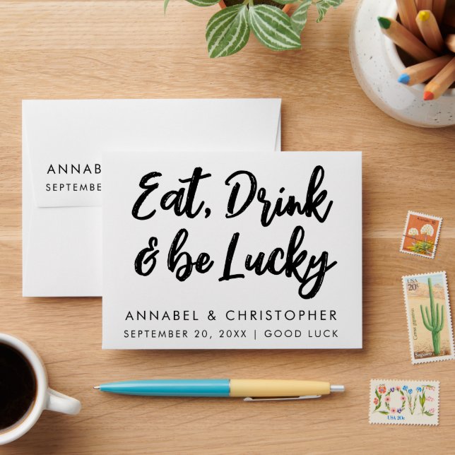 eat drink & be lucky Lottery Ticket Wedding favor Envelope (Desk)