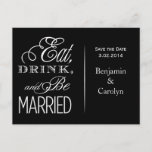 Eat, Drink, Be Married Announcement Postcard
