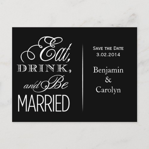 Eat Drink Be Married Announcement Postcard