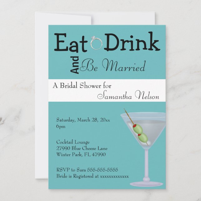 Eat Drink & Be Married Bridal Shower Invitation (Front)