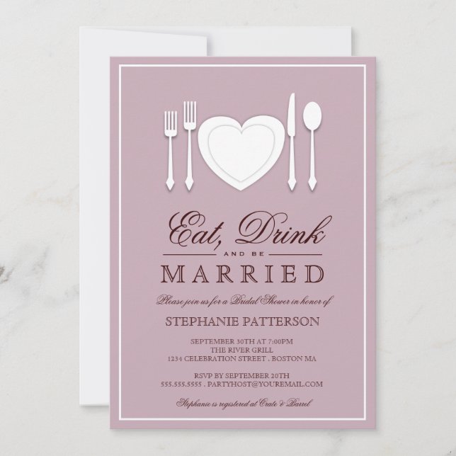 Eat Drink & Be Married Bridal Shower Invitation (Front)