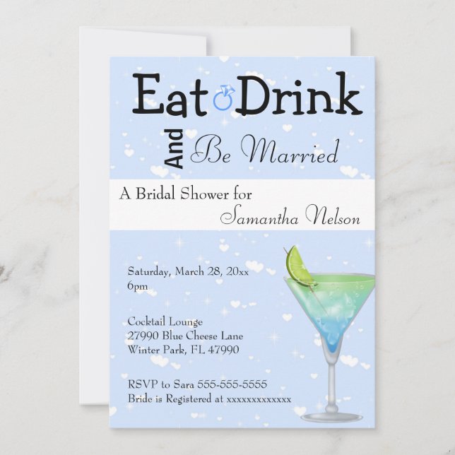 Eat Drink & Be Married Bridal Shower Invitation (Front)