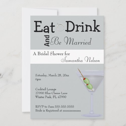 Eat Drink  Be Married Bridal Shower Invitation