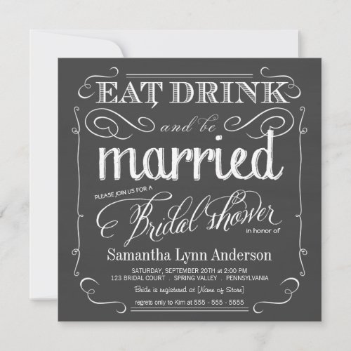 Eat Drink be Married Bridal Shower Invitations