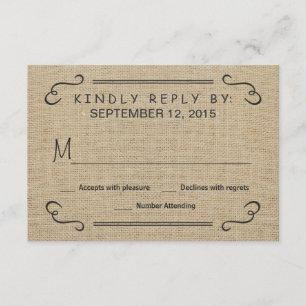 Eat Drink Be Married Burlap Wedding RSVP