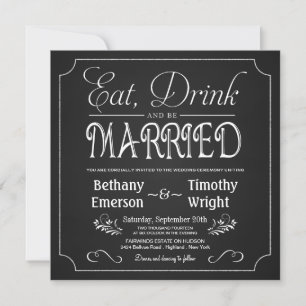 Eat Drink Be Married Chalkboard Invitations
