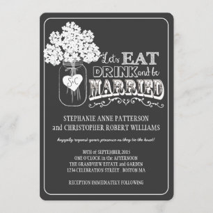 Eat, Drink & Be Married Chalkboard Style Wedding Invitation