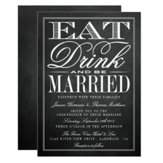 Eat, Drink & Be Married Chalkboard Wedding Card