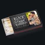 Eat, Drink & Be Married Chalkboard Wedding Favor Matchboxes<br><div class="desc">Celebrate in style with these modern and very trendy wedding favors. This design is easy to personalize with your special event wording and your guests will be thrilled when they see these fabulous matchboxes.</div>