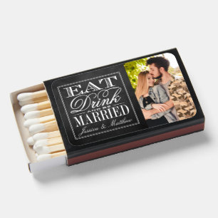 Eat, Drink & Be Married Chalkboard Wedding Favor Matchboxes