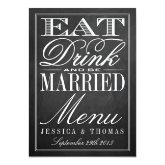 Eat, Drink & Be Married Chalkboard Wedding Menus Card