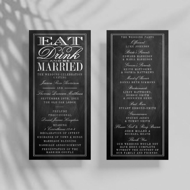 Eat, Drink & Be Married Chalkboard Wedding Program (Creator Uploaded)