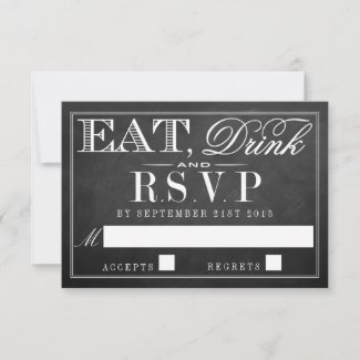 Eat, Drink & Be Married Chalkboard Wedding RSVP Card