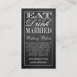 Eat, Drink & Be Married Chalkboard Wedding Website Enclosure Card