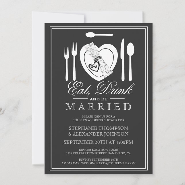 Eat Drink & Be Married Couples Shower Invitation (Front)