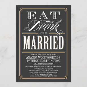 Eat Drink & Be Married Couples Shower Invitations