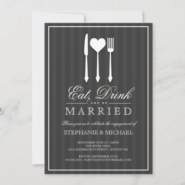 Eat Drink & Be Married Engagement Party Invitation (Front)
