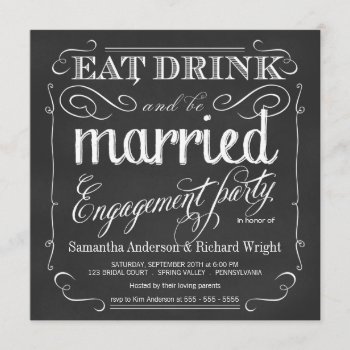 Eat Drink Be Married Engagement Party Invitations by weddingtrendy at Zazzle