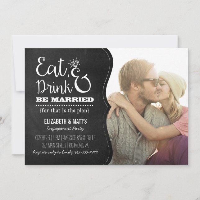 Eat, Drink & Be Married Engagement Party Invite (Front)