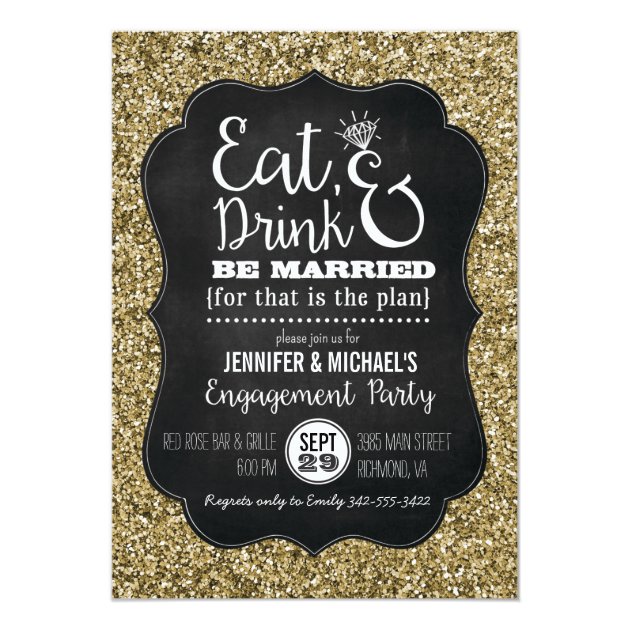Eat, Drink & Be Married Engagement Party Invite