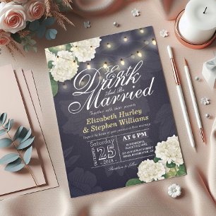 EAT Drink & Be Married Flower String Light Wedding Invitation