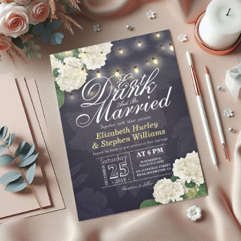 Eat Drink & Be Married Flower String Light Wedding Invitation by ReadyCardCard at Zazzle