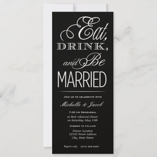 Eat, Drink, Be Married Personalized Invite
