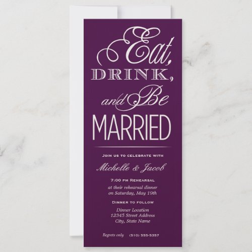 Eat, Drink, Be Married Personalized Announcements