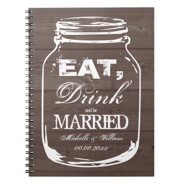 Eat drink be married mason jar wedding guest book (Front)
