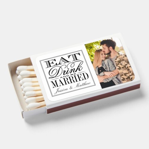 Eat Drink  Be Married Modern Wedding Favor Matchboxes